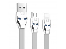 Кабель USB Hoco U14 2в1 Apple+Micro 1,1м серебристый
