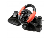 Игровой руль Dialog GW-125VR E-Racer - эф.вибрации, 2 педали, рычаг ПП, PC USB