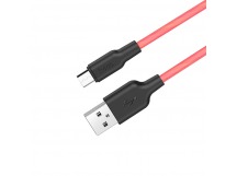 Кабель USB Hoco X21 PLUS Micro силиконовый черно-красный 1м