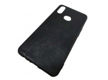                                 Чехол силиконовый Samsung A10s под кожу со строчкой черный*