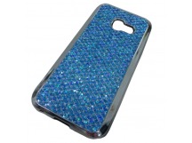                                 Чехол силиконовый Samsung A3 2017 (A320) с хром контуром и блестками голубой*