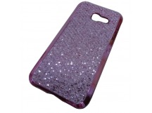                                 Чехол силиконовый Samsung A3 2017 (A320) с хром контуром и блестками розовый*