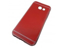                                 Чехол силиконовый Samsung А3 2017 (А320) под кожу со строчкой красный*
