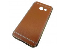                                 Чехол силиконовый Samsung А3 2017 (А320) под кожу со строчкой светло коричневый*