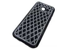                                 Чехол силиконовый с контуром Samsung A3 (2017) стразы ромб черный