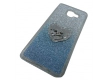                                 Чехол силиконовый Samsung A5 2016 (A510) блестящий с кольцом голубой*