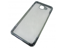   Чехол силиконовый прозрачный с нижним и верхним контуром стразы по бокам Samsung A5 (2016) серебро