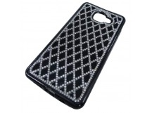                                 Чехол силиконовый с контуром Samsung A5 (2016) стразы ромб черный