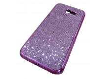                                 Чехол силиконовый Samsung A7 2017 (A720) с хром контуром и блестками розовый*