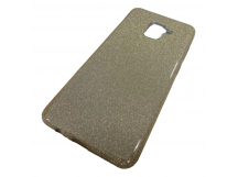                                 Чехол силикон-пластик Samsung A8 Plus 2018 (A730) Fashion с блестками золотистый