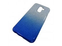                             Чехол пластиковый Samsung J8 2018 блестящий серебристо-синий*