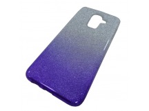                             Чехол пластиковый Samsung J8 2018 блестящий серебристо-фиолетовый*