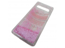                                 Чехол пластиковый Samsung S10 блестки в воде прозрачный (10)*