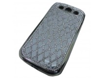                             Чехол силиконовый с контуром Samsung S3 (i9300) стразы ромб серебро