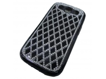                             Чехол силиконовый с контуром Samsung S3 (i9300) стразы ромб черный