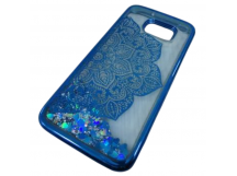                                 Чехол пластиковый Samsung S7 Edge блестки в воде синий* 