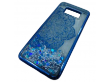                                 Чехол пластиковый Samsung S8 блестки в воде синий*