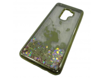                                 Чехол пластиковый Samsung S9 Plus блестки в воде золотистый*