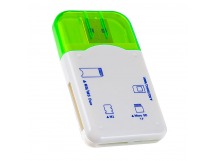 КартРидер Perfeo SD/MMC+Micro SD+MS+M2,  PF-VI-R010 Green, зеленый