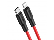 Кабель USB Hoco X21 PLUS Apple силиконовый черно-красный 1м