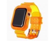 Ремешок - ApW21 для Apple Watch 38/40 mm прозрачный с кейсом (orange)