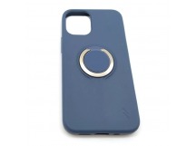 Чехол iPhone 12 Mini (5.4) Силикон Soft Touch Ring держатель Темно-Синий