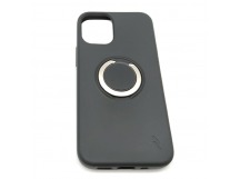 Чехол iPhone 12 Mini (5.4) Силикон Soft Touch Ring держатель Черный
