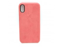 Чехол iPhone X/XS Alcantara Case в упаковке Красная Ягода