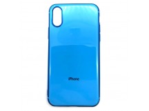 Чехол iPhone X/XS Силикон Кейс Глянцевый Голубой