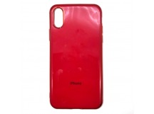 Чехол iPhone X/XS Силикон Кейс Глянцевый Красный