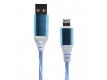 Кабель USB - Apple lightning - светящийся (blue)