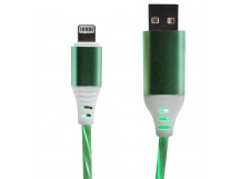 Кабель USB - Apple lightning - светящийся (green)