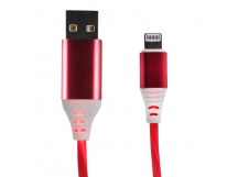 Кабель USB - Apple lightning - светящийся (red)