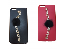 Чехол iPhone 6/6S Plus кожа с цепочкой красный/черный