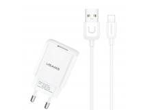                         Сетевое ЗУ USB USAMS T21 1USB/2.1A + кабель iPhone 5 (белый)*
