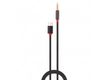 Кабель AUX KM USB-C - Jack 3.5mm (папа) (черный) 1 м