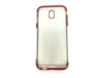 Чехол Samsung  J530 силикон Laser ободок хром красный