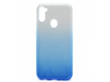 Чехол-накладка Fashion с блестками для Samsung Galaxy A11/M11 серебристо-голубой