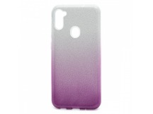Чехол-накладка Fashion с блестками для Samsung Galaxy A11/M11 серебристо-фиолетовый