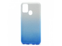 Чехол-накладка Fashion с блестками для Samsung Galaxy M21/M30S серебристо-голубой