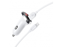 АЗУ BOROFONE BZ15, 2.4А 2USB+кабель Apple+индикатор напряжения, цвет белый
