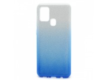 Чехол-накладка Fashion с блестками для Samsung Galaxy A21S серебристо-голубой