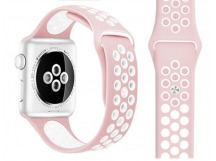 Ремешок Watch Series 38/40мм силиконовый (перфорированный) розово-белый