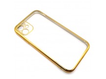 Чехол iPhone 11 Силикон Прозрачный (Style under iPhone 12) Золотой