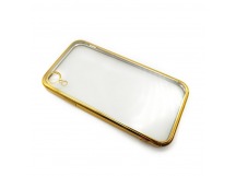 Чехол iPhone XR Силикон Прозрачный (Style under iPhone 12) Золотой