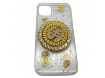 Чехол iPhone 11 силикон Крутящийся золотой Доллар прозрачный