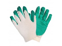 Перчатки AIRLINE ХБ с латексным покрытием ладони, зеленые (1 пара)