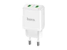 Сетевое зарядное устройство USB Hoco N6 ( 3A, 2 порта, быстрая зарядка QC 3.0) Белый