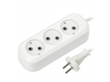 Удлинитель SmartBuy 3 гнезда 5 метров 6А/1, 35кВт без заземления ШВВП 2х0, 75 (SBE-10-3-03-F)/50