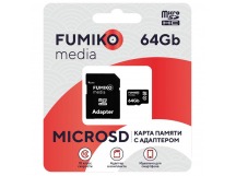                         64Gb карта памяти FUMIKO microSD + SD адаптер class10